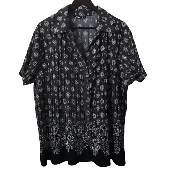 NWOT - Apt. 9 Accordion Pleated Short Sleeve Buttoned Down Blouse - Picture 2 of 13